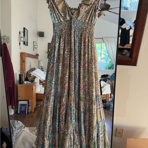 Boho Tiered Maxi Dress in Multi Floral Print